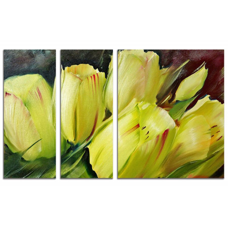 Модульная картина "Желтые с красным тюльпаны" из 3х частей 100х60 VS106