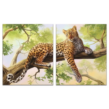 Модульная картина "Ягуар на дереве" из 2 х частей 60х100 GT744