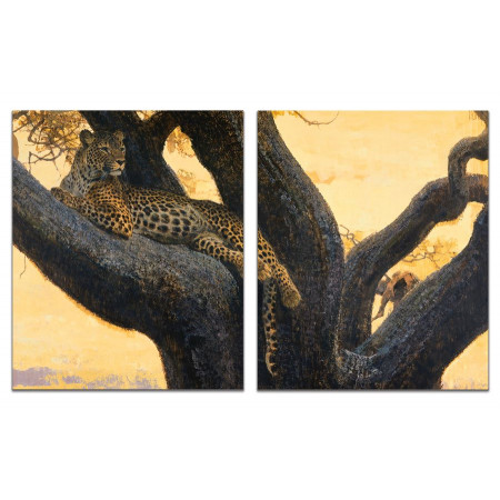 Модульная картина "Леопард на закате" из 2 х частей 60х100 GT740