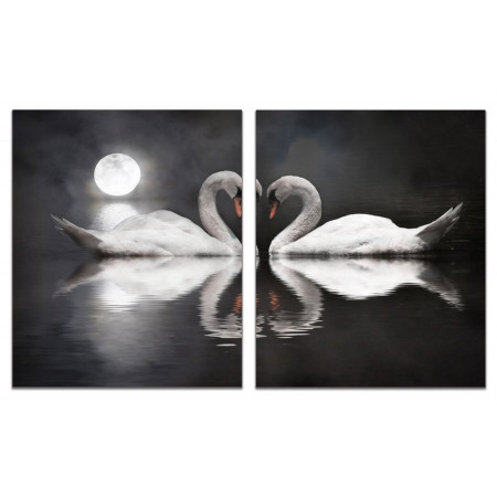 Модульная картина "Лебеди в ночи" из 2 х частей 60х100 GT725