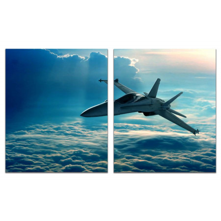 Модульные картины из 2 х частей "Истребитель в небе" 60х100 GT710