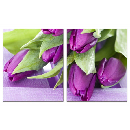 Модульная картина "Фиолетовые тюльпаны" из 2 х частей 60х100 GT655