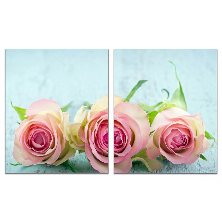 Модульная картина "Нежно-розовые розы" из 2 х частей 60х100 GT632