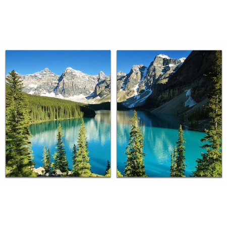 Модульные картины из 2 х частей "Озеро на границе гор и леса" 60х100 GT588