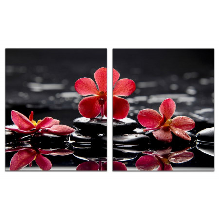 Модульные картины из 2 х частей "Красные орхидеи на воде" 60х100 GT584