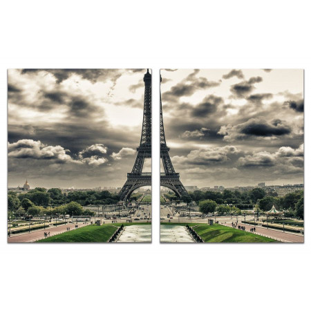 Модульная картина "Париж в серых красках" из 2 х частей 60х100 GT570