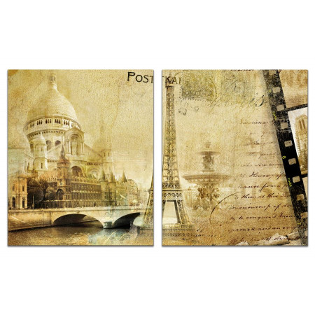 Модульная картина "Открытка Париж" из 2 х частей 60х100 GT562
