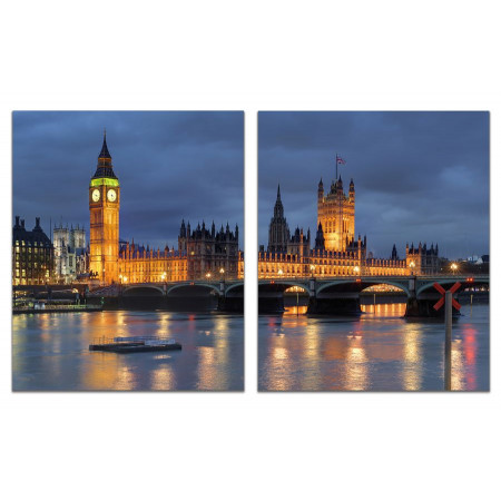 Модульные картины из 2 х частей "Вестминстерский мост в огнях ночного города" 60х100 GT521