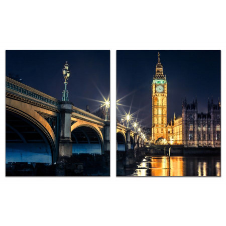 Модульные картины из 2 х частей "Вестминстерский мост ночью" 60х100 GT493