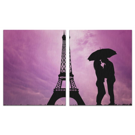 Модульная картина "Влюбленные в Париже" из 2 х частей 60х100 GT471