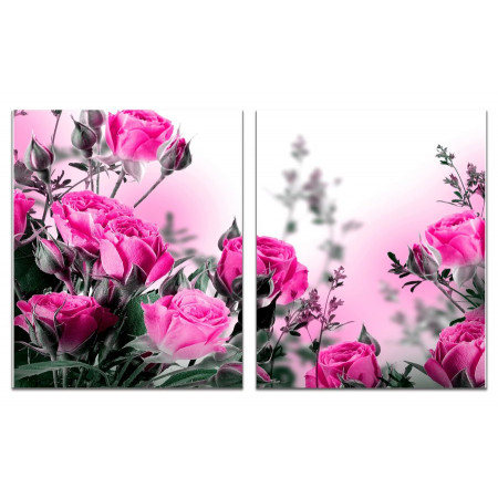 Модульная картина "Розовые розы" из 2 х частей 60х100 GT416