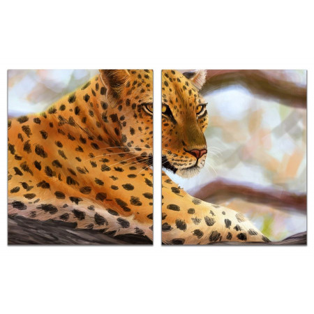 Модульная картина "Пятнистый леопард" из 2 х частей 60х100 GT382