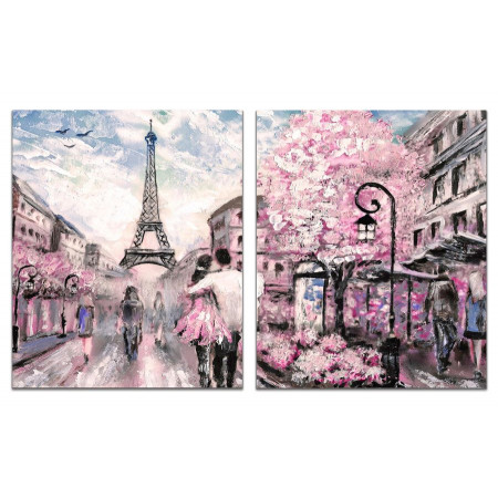 Модульная картина "Прогулка влюбленных в Париже" из 2 х частей 60х100 GT338