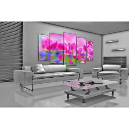 Модульная картина "Розовые тюльпаны" 120х250 U155