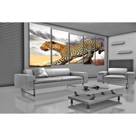 Модульная картина "Леопард на охоте" 120x310 SR378