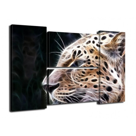 Модульная картина "Необычный леопард" четверник 80Х140 Q864