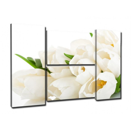 Модульная картина "Нежный букет из белых тюльпанов" четверник 80Х140 Q842