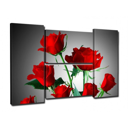 Модульная картина "Красные розы" четверник 80Х140 Q831