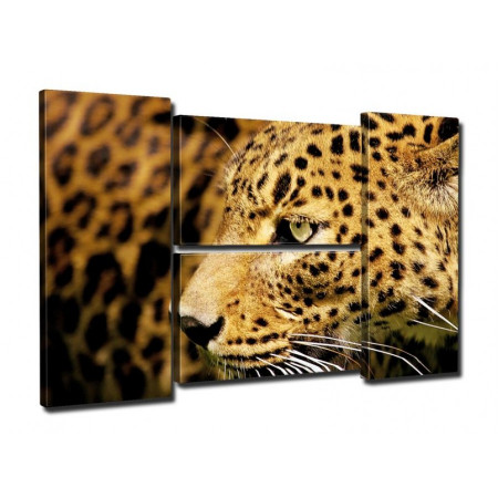 Модульная картина "Зеленоглазый леопард" четверник 80Х140 Q746