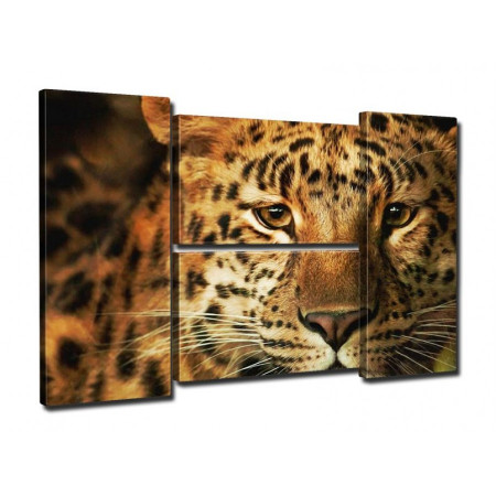 Модульная картина "Взгляд леопарда" четверник 80Х140 Q744