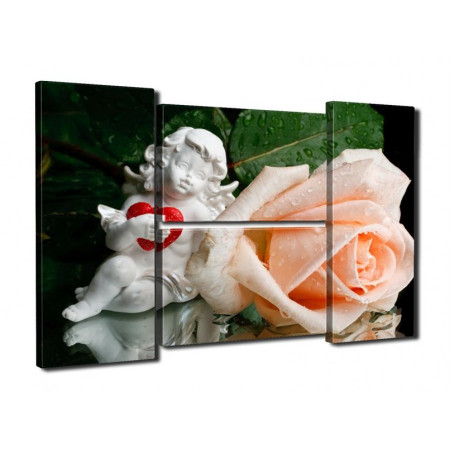 Модульная картина "Ангелочек и роза" четверник 80Х140 Q596