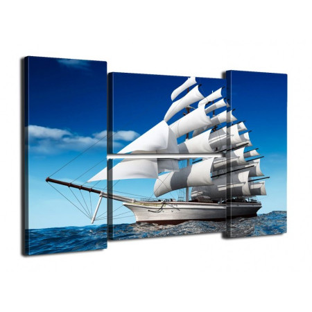 Модульная картина Четверник "Корабль с белыми парусами" 80Х140 Q509