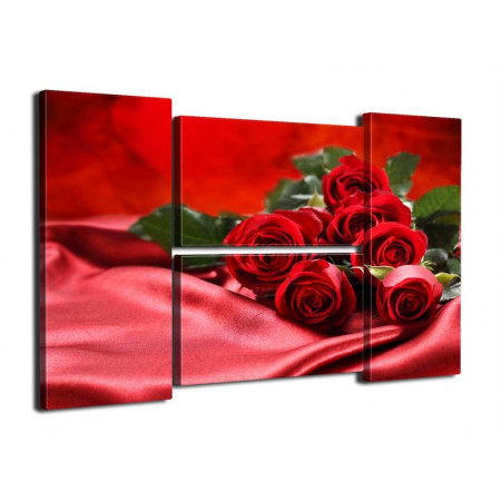 Модульная картина "Розы и шелк" четверник 80Х140 Q492