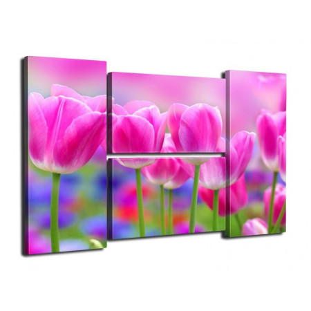 Модульная картина "Розовые тюльпаны" Четверник 80Х140 Q47