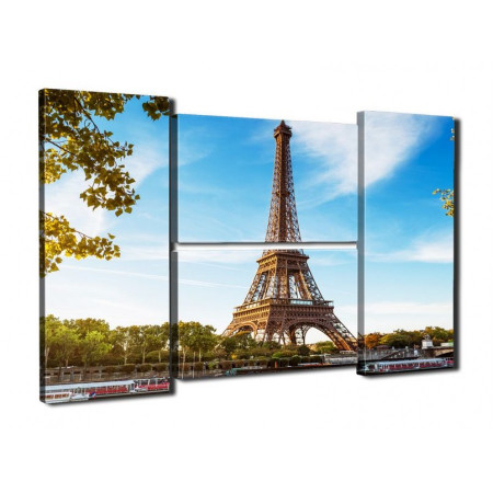 Модульная картина "Париж,Эйфелева башня" четверник 80Х140 Q435