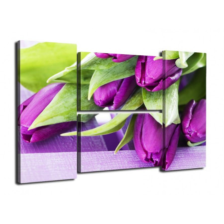 Модульная картина "Фиолетовые тюльпаны" Четверник 80Х140 Q428