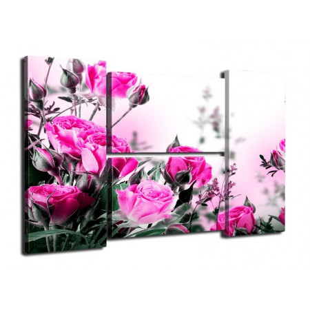 Модульная картина "Розовые розы" четверник 80Х140 Q40