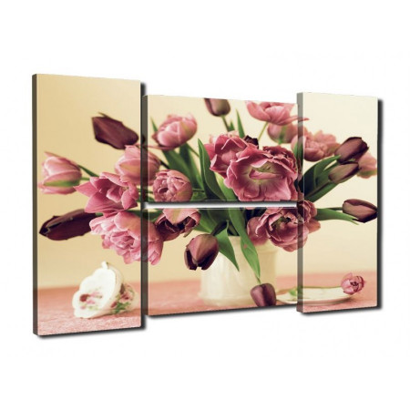 Модульная картина "Ваза с тюльпанами" Четверник 80Х140 Q336