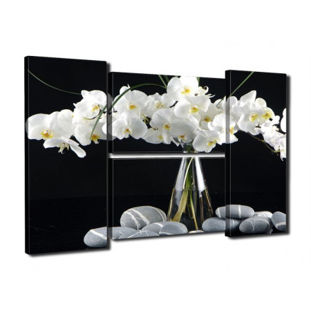 Модульная картина "Белые орхидеи в вазе" четверник 80Х140 Q331