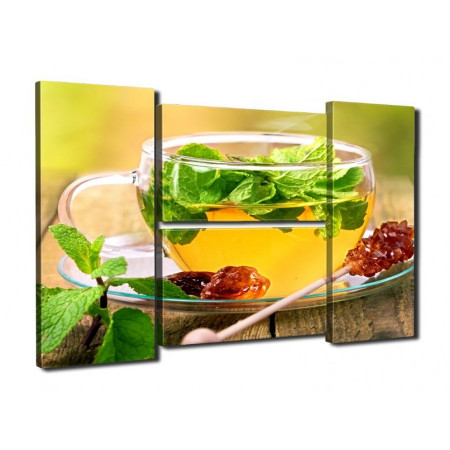 Модульная картина "Зеленый чай с мятой" четверник 80Х140 Q26