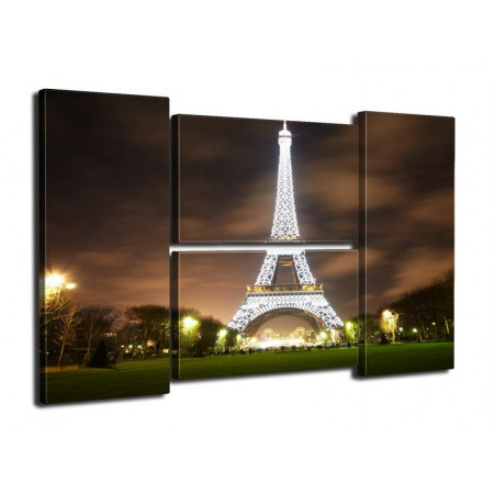 Модульная картина "Ночной Париж" четверник 80Х140 Q243