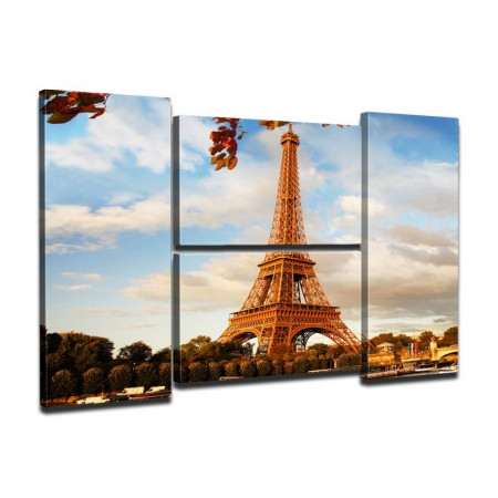 Модульная картина "Эйфелева башня в Париже" четверник 80Х140 Q128