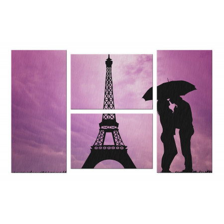 Модульная картина "Влюбленные в Париже" четверник 100х60 W945