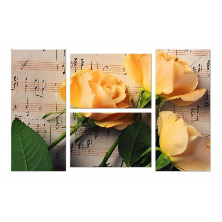 Модульная картина "Розы и ноты" четверник 100х60 W911