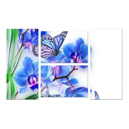 Модульная картина "Бабочки и орхидея" четверник 100х60 W882