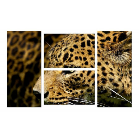 Модульная картина "Зеленоглазый леопард" четверник 100х60 W858