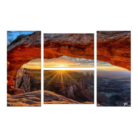 Модульная картина Четверник "Солнечный горный пейзаж" 100х60 W84