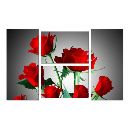Модульная картина "Красные розы" четверник 100х60 W792