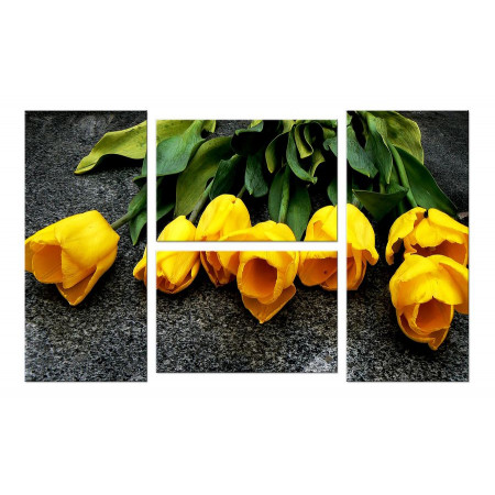 Модульная картина "Желтые тюльпаны" Четверник 100х60 W790