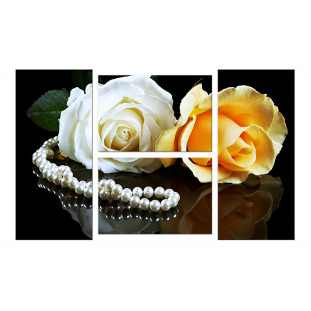 Модульная картина "Розы и жемчуг" четверник 100х60 W787