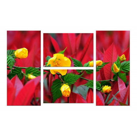 Модульная картина "Дикая роза" четверник 100х60 W774