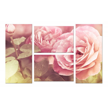 Модульная картина "Восхитительные розы" четверник 100х60 W608