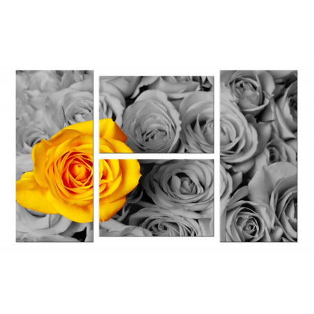 Модульная картина "Желтая роза" четверник 100х60 W590