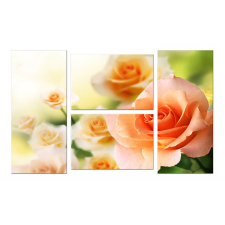 Модульная картина "Чайные розы" четверник 100х60 W573