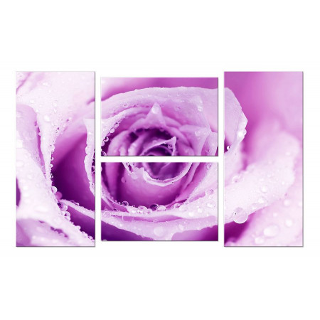 Модульная картина "Сиреневая роза" четверник 100х60 W563