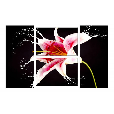 Модульная картина "Розовая лилия брызги" четверник 100х60 W550